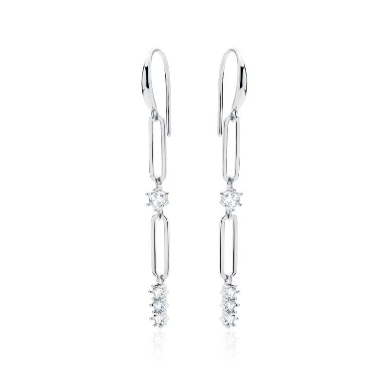 Cercei argint lungi cu pietre si tortite DiAmanti Z1992RR_W-DIA (Argint 925‰ 3,9 g.)